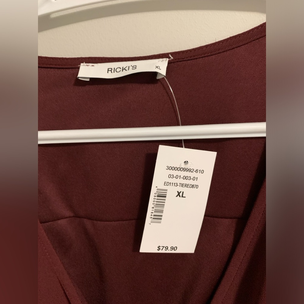 NEW Ricki’s Burgundy Light Knee Length Summer Dress XL - Picture 2 of 5